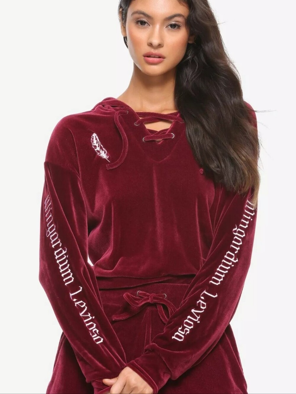 Harry Potter Wingardium Leviosa Girls Velvet Lace-Up Hoodie